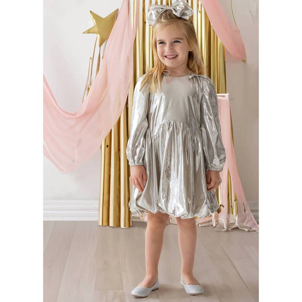 NEW ISOBELLA & CHLOE ring a ding ding metallic dress in silver